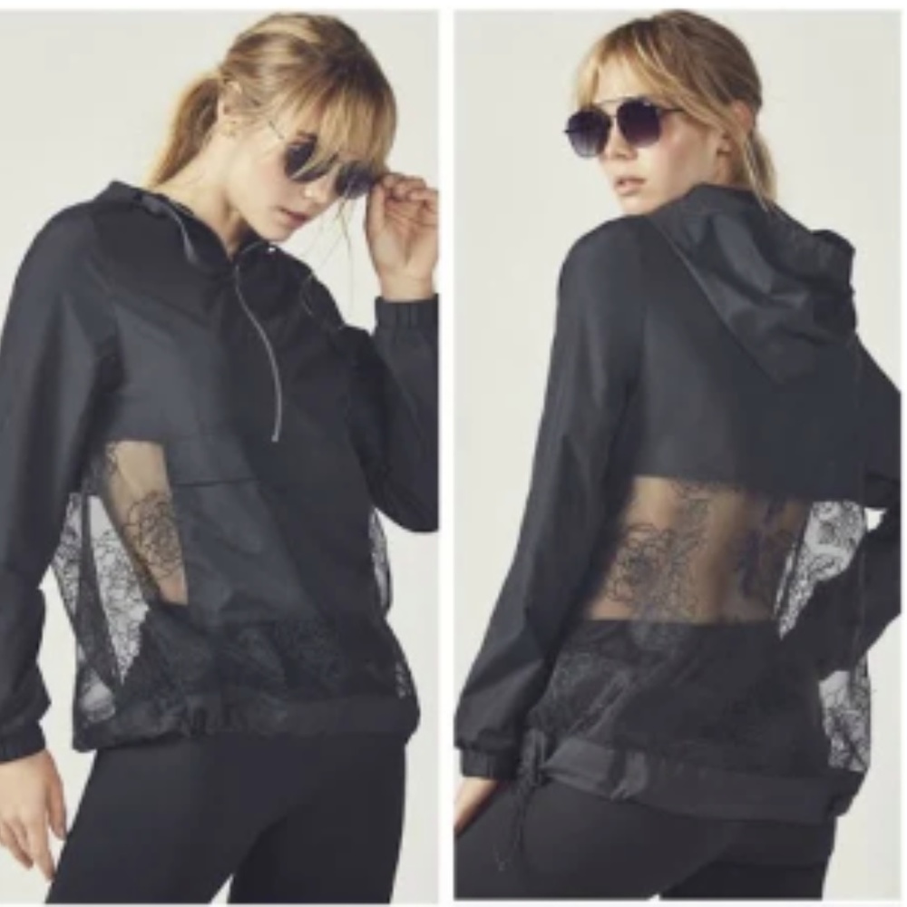 Fabletics Becca Half Zip Black Track Jacket - S